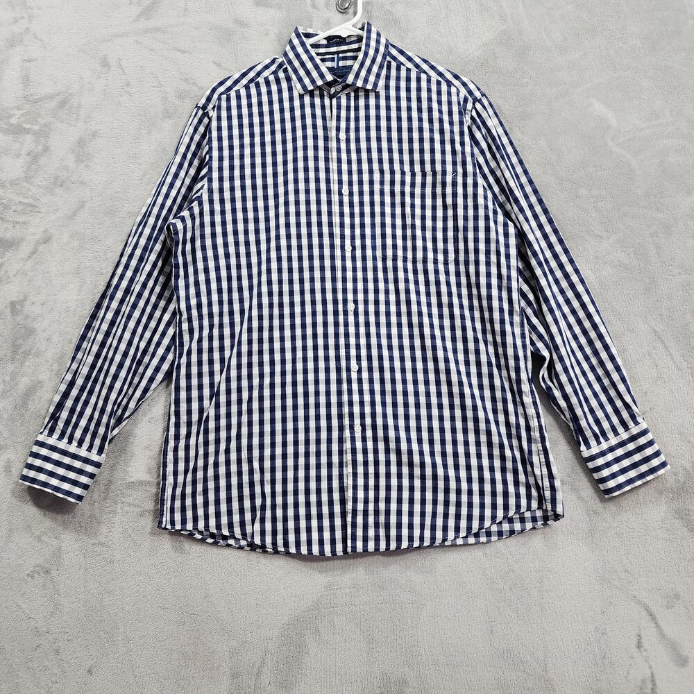 Tommy Hilfiger Shirt Mens L Blue Check Plaid Regular Fit Button Down Long Sleeve